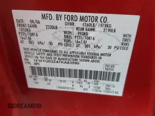 2007 Ford Escape XLT with VIN 1FMYU03Z47KA83590, listed as a Copart auction lot 83367694 with 133,078 mi miles and Clean Title. Bid and sale history available at carsss.com. Image 13.