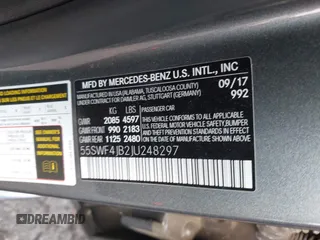 2018 Mercedes-Benz C 300 with VIN 55SWF4JB2JU248297, listed as a IAAI auction lot 42419602 with 88,047 mi miles and . Bid and sale history available at DreamBid. Image 9.