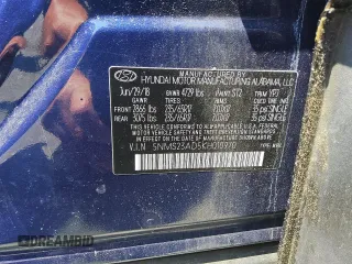 2019 Hyundai Santa Fe SE with VIN 5NMS23AD5KH010970, listed as a Copart auction lot 62312925 with 80,017 mi miles and Clean title. Bid and sale history available at DreamBid. Image 13.