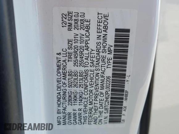 2023 Acura RDX w/A-Spec Package z VIN 5J8TC2H62PL002206, wystawiony jako Copart lot #81675244 z przebiegiem 47 303 mil mil oraz Szkoda całkowita • Salvage title. Historia ofert i sprzedaży dostępna na DreamBid. Obrazek 15.