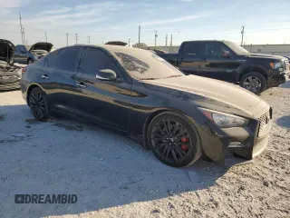 2021 Infiniti Q50 Red Sport 400 with VIN JN1FV7DP0MM850191, listed as a Copart auction lot 76396894 with 52,351 mi miles and Clean Title. Bid and sale history available at DreamBid. Image 4.