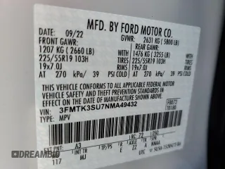 2022 Ford Mustang Mach-E Premium z VIN 3FMTK3SU7NMA49432, wystawiony jako Copart lot #36591543 z przebiegiem 993 mil mil oraz . Historia ofert i sprzedaży dostępna na DreamBid. Obrazek 14.