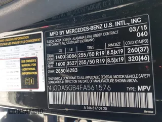 2015 Mercedes-Benz M 400 with VIN 4JGDA5GB4FA561576, listed as a IAAI auction lot 41588431 with 186,366 mi miles and . Bid and sale history available at DreamBid. Image 9.