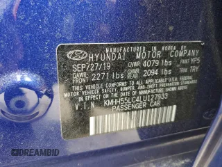 2020 Hyundai Elantra GT N Line with VIN KMHH55LC4LU127933, listed as a Copart auction lot 71477724 with 52,224 mi miles and Salvage Title. Bid and sale history available at carsss.com. Image 12.