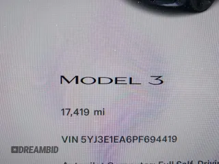 2023 Tesla Model 3 z VIN 5YJ3E1EA6PF694419, wystawiony jako IAAI lot #42268637 z przebiegiem 17 419 mil mil oraz . Historia ofert i sprzedaży dostępna na DreamBid. Obrazek 15.