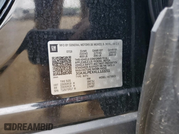 2020 GMC Terrain SLT with VIN 3GKALPEXXLL122211, listed as a Copart auction lot 56239495 with 96,618 mi miles and Salvage title. Bid and sale history available at DreamBid. Image 13.