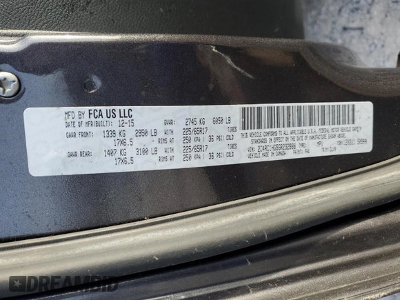 2016 Chrysler Town & Country S with VIN 2C4RC1HG5GR232888, listed as a Copart auction lot 86820734 with 97,253 mi miles and Salvage Title. Bid and sale history available at carsss.com. Image 16.