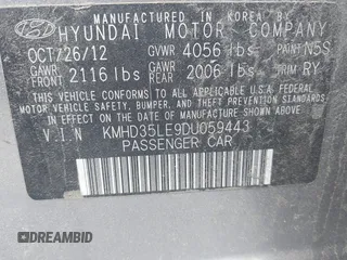 2013 Hyundai Elantra с VIN KMHD35LE9DU059443, выставлен на аукционе IAAI как лот 42202932 с пробегом 181 433 миль миль и . История ставок и продаж доступна на DreamBid. Изображение 9.