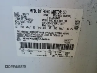 2014 Ford Explorer z VIN 1FM5K8B88EGA62841, wystawiony jako Copart lot #47049985 z przebiegiem 108 957 mil mil oraz Szkoda całkowita • Salvage title. Historia ofert i sprzedaży dostępna na DreamBid. Obrazek 13.