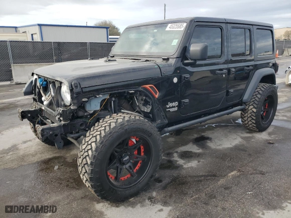 2018 Jeep Wrangler Unlimited Sport S with VIN 1C4HJXDGXJW188928, listed as a Copart auction lot 45325585 with 62,510 mi miles and Salvage Title. Bid and sale history available at carsss.com. Image 1.
