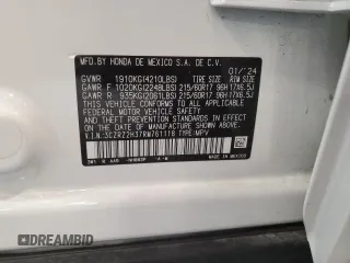 2024 Honda HR-V LX with VIN 3CZRZ2H37RM761118, listed as a Copart auction lot 60245595 with 17,427 mi miles and Salvage title. Bid and sale history available at DreamBid. Image 13.