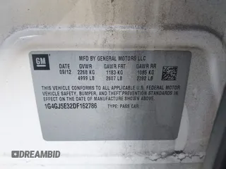 2013 Buick LaCrosse Touring with VIN 1G4GJ5E32DF162786, listed as a IAAI auction lot 41327452 with 221,117 mi miles and . Bid and sale history available at DreamBid. Image 9.