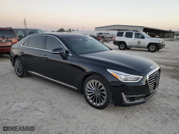 2018 Genesis G90 3.3T Premium with VIN KMHG34JA7JU039128, listed as a Copart auction lot 80633884 with 64,753 mi miles and Salvage Title. Bid and sale history available at carsss.com. Image 4.