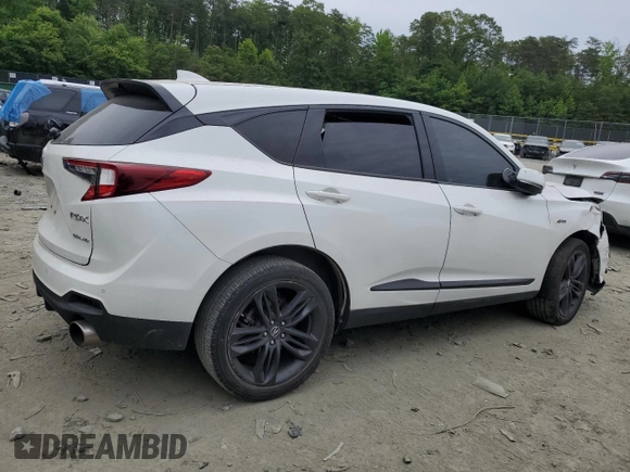 2021 Acura RDX w/A-Spec Package with VIN 5J8TC2H68ML048375, listed as a Copart auction lot 57971645 with Not provided miles and Salvage title. Bid and sale history available at DreamBid. Image 3.