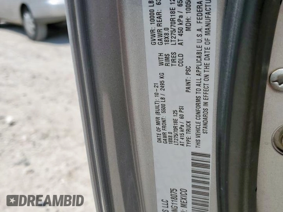 2022 Ram 2500 Tradesman with VIN 3C6UR5HJ0NG118075, listed as a Copart auction lot 57260855 with 60,084 mi miles and Salvage title. Bid and sale history available at DreamBid. Image 10.