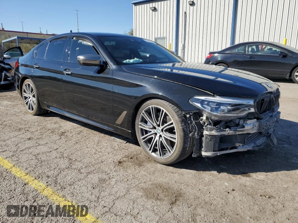 2018 BMW 5 Series M550i xDrive with VIN WBAJB9C55JG463848, listed as a Copart auction lot 48485765 with 47,078 mi miles and Salvage Title. Bid and sale history available at carsss.com. Image 4.