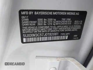 2018 BMW X4 xDrive28i z VIN 5UXXW3C57J0T82081, wystawiony jako IAAI lot #41991254 z przebiegiem 100 654 mil mil oraz . Historia ofert i sprzedaży dostępna na DreamBid. Obrazek 9.