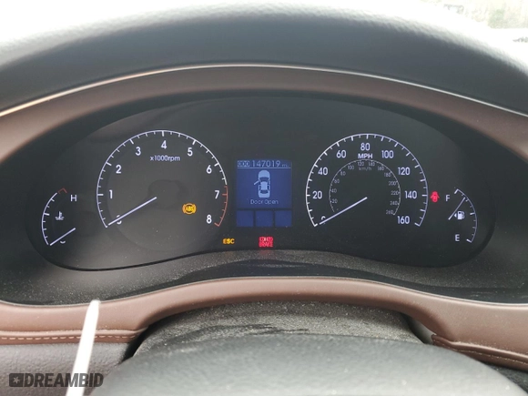 2013 Hyundai Genesis 3.8L with VIN KMHGC4DDXDU228219, listed as a Copart auction lot 49343185 with 147,019 mi miles and Non Repairable. Bid and sale history available at carsss.com. Image 9.