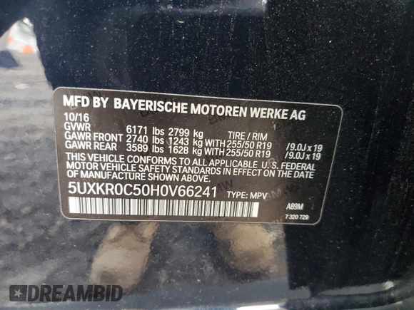2017 BMW X5 xDrive35i z VIN 5UXKR0C50H0V66241, wystawiony jako Copart lot #55552565 z przebiegiem 108 245 mil mil oraz Szkoda całkowita • Salvage title. Historia ofert i sprzedaży dostępna na DreamBid. Obrazek 13.