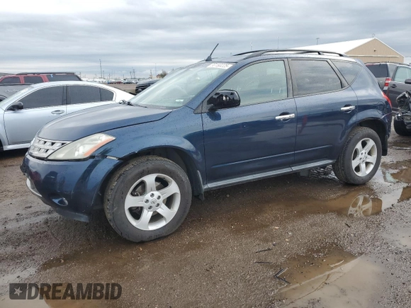 2005 Nissan Murano SL z VIN JN8AZ08T45W318883, wystawiony jako Copart lot #56180225 z przebiegiem 165 436 mil mil oraz Szkoda całkowita • Salvage title. Historia ofert i sprzedaży dostępna na DreamBid. Obrazek 1.