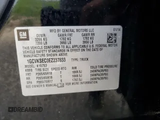 2014 Chevrolet Silverado 1500 LTZ with VIN 1GCVKSEC0EZ237833, listed as a Copart auction lot 55174575 with 146,337 mi miles and Clean Title. Bid and sale history available at DreamBid. Image 12.