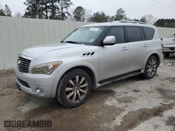 2012 Infiniti QX56 8-passenger with VIN JN8AZ2ND4C9716129, listed as a Copart auction lot 45750875 with 216,312 mi miles and Salvage Title. Bid and sale history available at carsss.com. Image 1.