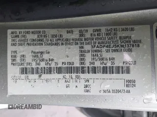 2019 Ford Fiesta SE with VIN 3FADP4EJ5KM137818, listed as a IAAI auction lot 42005468 with 110,560 mi miles and . Bid and sale history available at DreamBid. Image 9.
