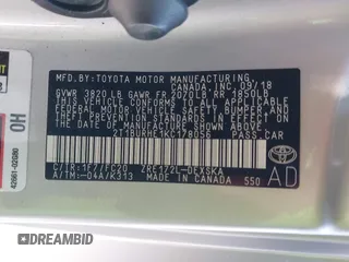 2019 Toyota Corolla L z VIN 2T1BURHE1KC178056, wystawiony jako IAAI lot #42116388 z przebiegiem 28 141 mil mil oraz . Historia ofert i sprzedaży dostępna na DreamBid. Obrazek 9.