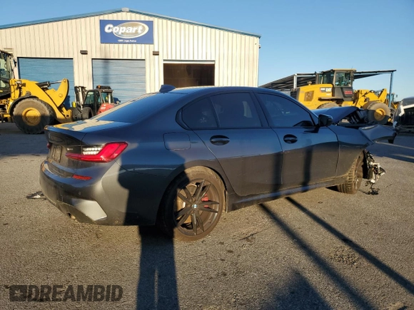 2021 BMW 3 Series 330i with VIN 3MW5R1J04M8B79460, listed as a Copart auction lot 43858055 with 0 mi miles and Salvage Title. Bid and sale history available at carsss.com. Image 3.