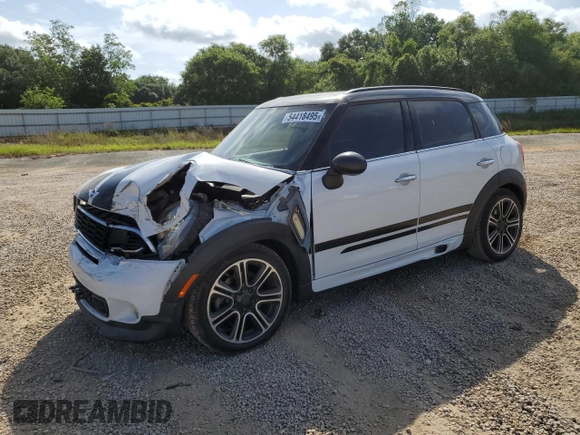 2014 MINI Countryman S with VIN WMWZC3C53EWP52333, listed as a Copart auction lot 54418495 with 34,687 mi miles and Salvage Title. Bid and sale history available at DreamBid. Image 1.