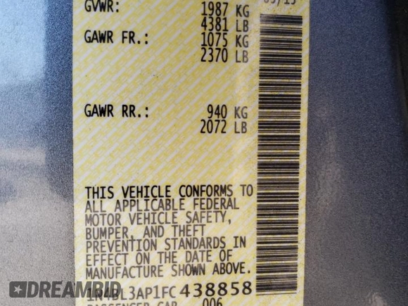 2015 Nissan Altima SL with VIN 1N4BL3AP1FC438858, listed as a Copart auction lot 79325914 with 114,280 mi miles and Salvage Title. Bid and sale history available at DreamBid. Image 13.
