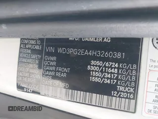 2017 Mercedes-Benz Metris Cargo Cargo with VIN WD3PG2EA4H3260381, listed as a IAAI auction lot 41525928 with 236,162 mi miles and . Bid and sale history available at DreamBid. Image 9.