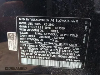 2015 Volkswagen Touareg Lux z VIN WVGEP9BP2FD007450, wystawiony jako IAAI lot #42144344 z przebiegiem 174 308 mil mil oraz . Historia ofert i sprzedaży dostępna na DreamBid. Obrazek 9.