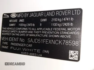 2022 Jaguar F-Type R with VIN SAJD51FEXNCK78598, listed as a IAAI auction lot 41211097 with 12,120 mi miles and . Bid and sale history available at DreamBid. Image 9.