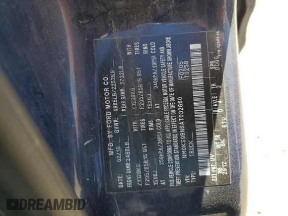 2010 Ford Transit Connect XLT с VIN NM0KS9BN6AT032660, выставлен на аукционе Copart как лот 59160965 с пробегом Не указан миль и Списание • Salvage title. История ставок и продаж доступна на DreamBid. Изображение 13.