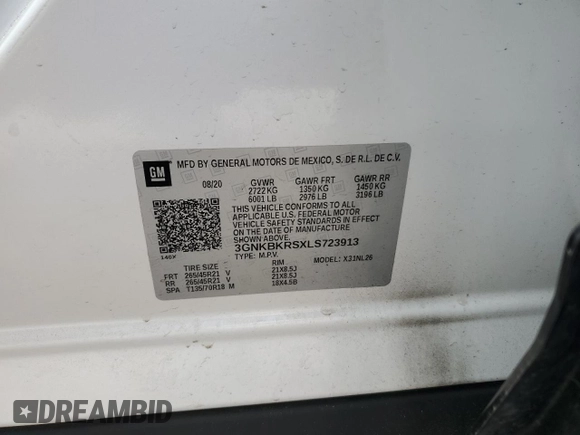 2020 Chevrolet Blazer RS z VIN 3GNKBKRSXLS723913, wystawiony jako Copart lot #49809805 z przebiegiem 51 820 mil mil oraz Szkoda całkowita • Salvage title. Historia ofert i sprzedaży dostępna na DreamBid. Obrazek 13.