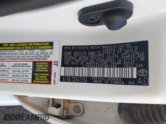 2013 Toyota Corolla L with VIN 2T1BU4EE4DC981499, listed as a IAAI auction lot 42052280 with 111,153 mi miles. Bid and sale history available at carsss.com. Image 9.