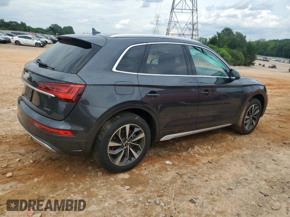 2021 Audi Q5 Premium Plus with VIN WA1BAAFY6M2083415, listed as a Copart auction lot 58831785 with 21,055 mi miles and Salvage title. Bid and sale history available at DreamBid. Image 3.