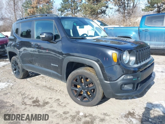 2016 Jeep Renegade Latitude with VIN ZACCJBBT8GPD00919, listed as a IAAI auction lot 41379627 with 104,791 mi miles. Bid and sale history available at carsss.com. Image 1.