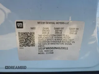 2022 Chevrolet Bolt EV 1LT with VIN 1G1FW6S02N4123011, listed as a Copart auction lot 67450752 with 3,398 mi miles. Bid and sale history available at carsss.com. Image 12.