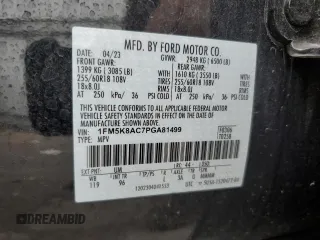 2023 Ford Explorer with VIN 1FM5K8AC7PGA81499, listed as a Copart auction lot 76470164 with 11,509 mi miles and Salvage title. Bid and sale history available at DreamBid. Image 13.