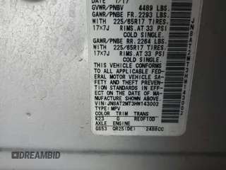 2017 Nissan Rogue SV z VIN JN8AT2MT3HW143002, wystawiony jako Copart lot #53557855 z przebiegiem 120 193 mil mil oraz Szkody całkowita. Historia ofert i sprzedaży dostępna na DreamBid. Obrazek 16.