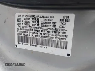 2009 Honda Odyssey Touring z VIN 5FNRL38949B002092, wystawiony jako IAAI lot #42072003 z przebiegiem Nie podano mil oraz . Historia ofert i sprzedaży dostępna na DreamBid. Obrazek 9.