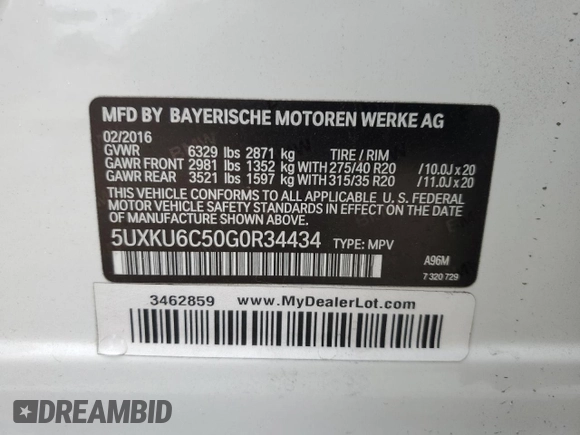 2016 BMW X6 xDrive50i z VIN 5UXKU6C50G0R34434, wystawiony jako Copart lot #44706075 z przebiegiem Nie podano mil oraz Szkoda całkowita • Salvage title. Historia ofert i sprzedaży dostępna na DreamBid. Obrazek 14.
