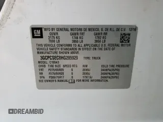2017 Chevrolet Silverado 1500 LTZ with VIN 3GCPCSEC8HG285929, listed as a Copart auction lot 88363455 with Not Provided miles and Salvage Title. Bid and sale history available at DreamBid. Image 12.
