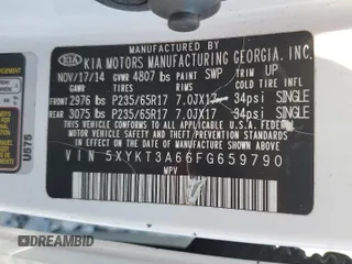 2015 Kia Sorento LX with VIN 5XYKT3A66FG659790, listed as a Copart auction lot 55306395 with 113,883 mi miles and Salvage Title. Bid and sale history available at DreamBid. Image 13.