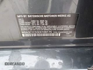 2014 BMW 3 Series 328i with VIN WBA3C1C55EK109175, listed as a IAAI auction lot 42463051 with 153,244 mi miles and . Bid and sale history available at DreamBid. Image 9.