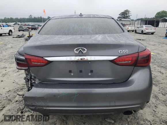 2021 Infiniti Q50 Luxe with VIN JN1EV7BP3MM702065, listed as a Copart auction lot 59577685 with 75,570 mi miles and Salvage title. Bid and sale history available at DreamBid. Image 6.