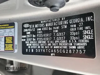 2012 Kia Sorento LX with VIN 5XYKTCA65CG287757, listed as a Copart auction lot 51490665 with 246,434 mi miles and Clean Title. Bid and sale history available at carsss.com. Image 13.