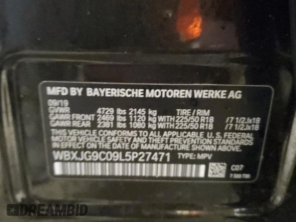2020 BMW X1 xDrive28i с VIN WBXJG9C09L5P27471, выставлен на аукционе Copart как лот 56573215 с пробегом 56 594 миль миль и Списание • Salvage title. История ставок и продаж доступна на DreamBid. Изображение 14.